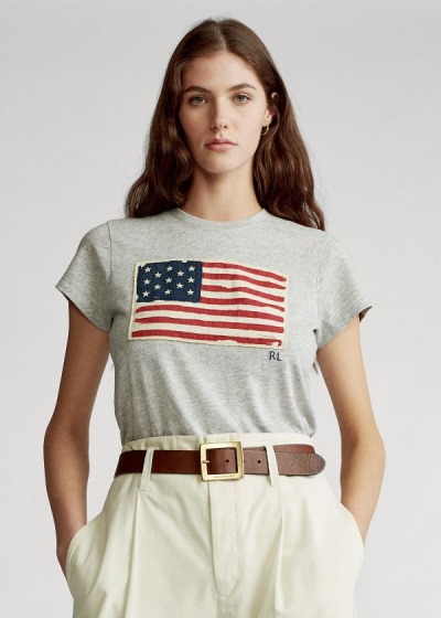 T Shirt Polo Ralph Lauren Flag Jersey Graphic Mulher 01765-VPSX